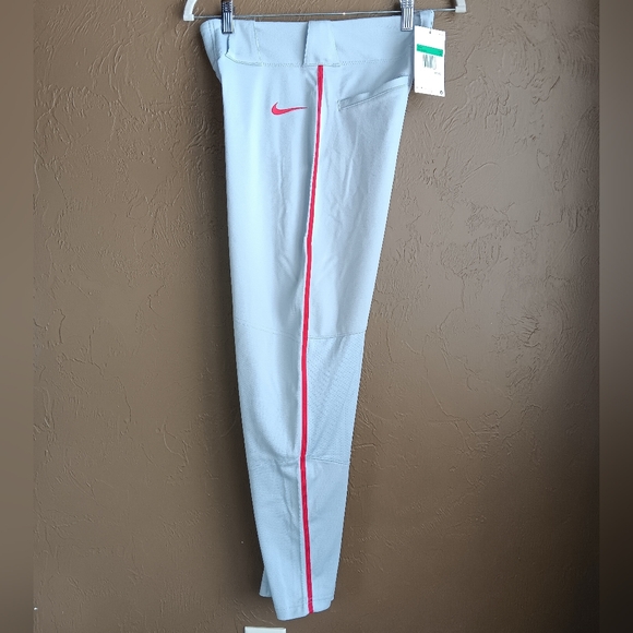 NWT Nike Boy's Piped Baseball Pants Gray/Red BQ6426-053 Sz XL - Picture 1 of 5